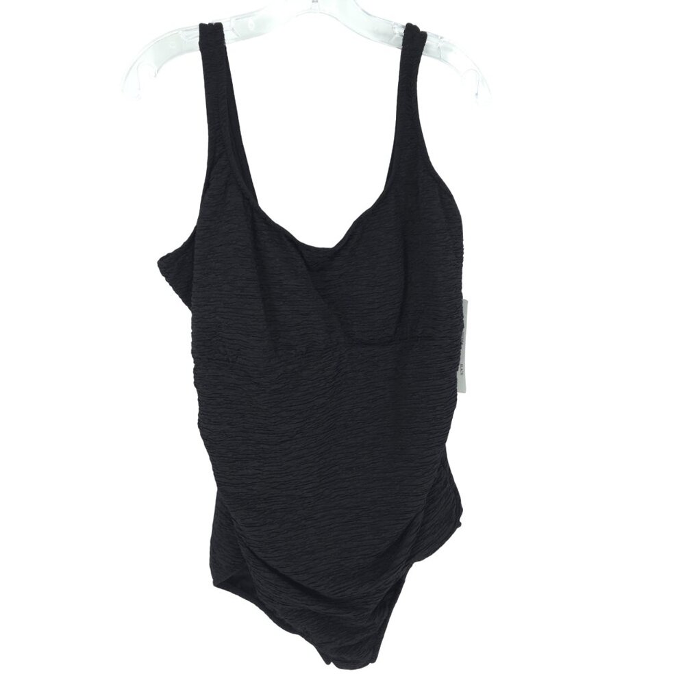 Penbrooke Bathing Suit Krinkle HydroShaper Tummy Control Lining Modest Comfy